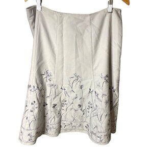 Vintage 90s B Moss Tailor Gray A Line Floral Embroidered Skirt Sz 14
